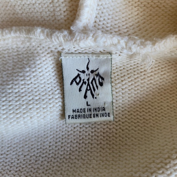 Prana Breathe Cream Organic Cotton Hooded Sweater Size L Boho Western Artisan - Picture 5 of 10